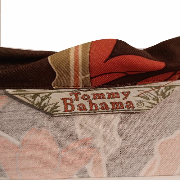 Tommy Bahama Black with Orange and Red Flowers100% Silk Size Small - Picture 6 of 6